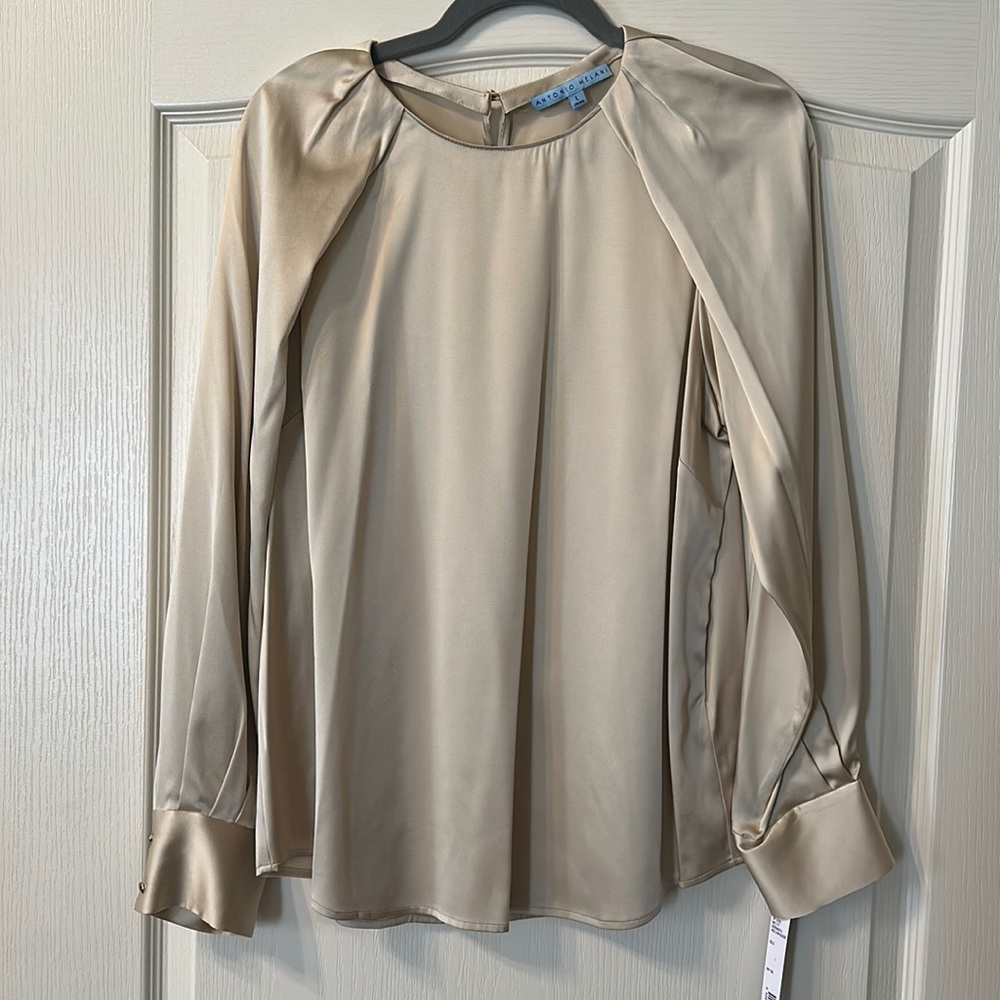 Antonio Melani size large silk, long sleeve blouse, never worn with tags.